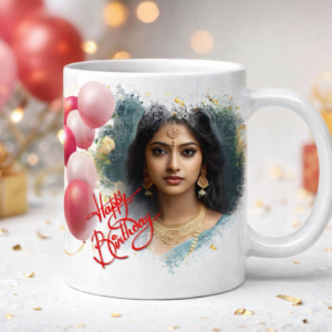 personalized birthday photo mug for girls | custom name & photo printed ceramic mug | best birthday gift