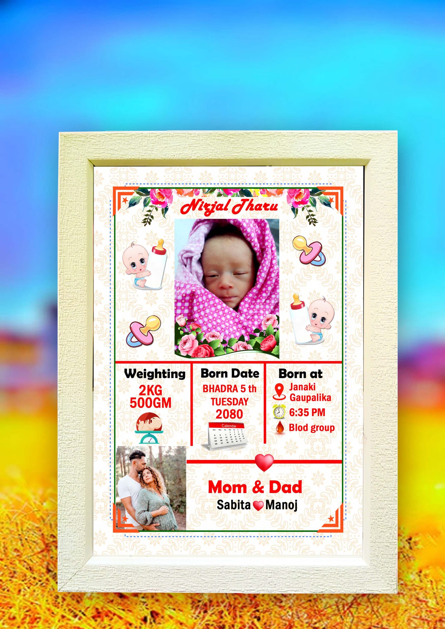 personalized baby birth photo frame with name & birth details personalized baby birth photo frame with name & birth details