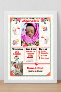 Personalized Baby Birth Photo Frame with Name & Birth Details personalized baby birth photo frame with name & birth details